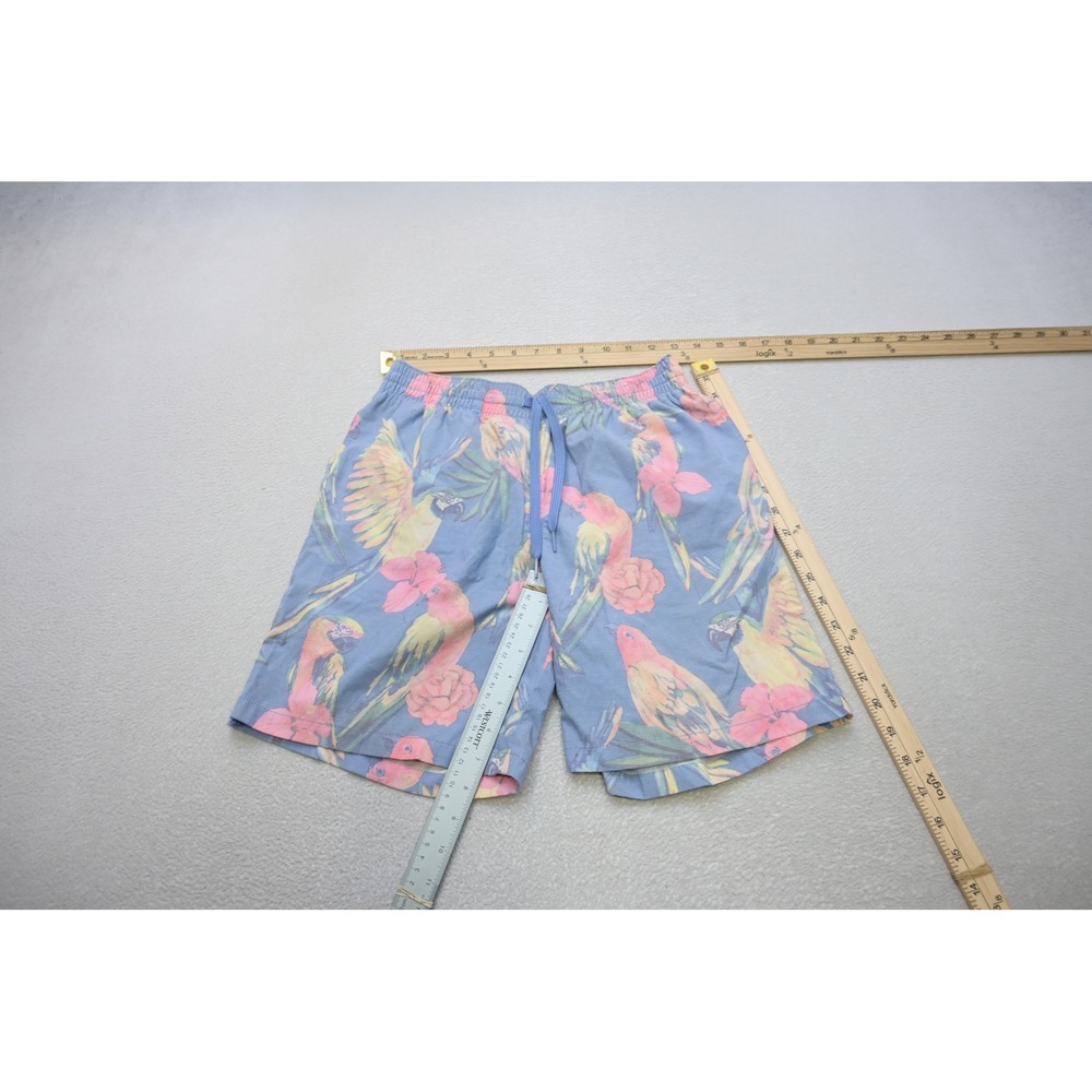 Chubbies‎ Swim Trunks Men Small Blue Tropical Parrot Print Mesh Lined Excellent
